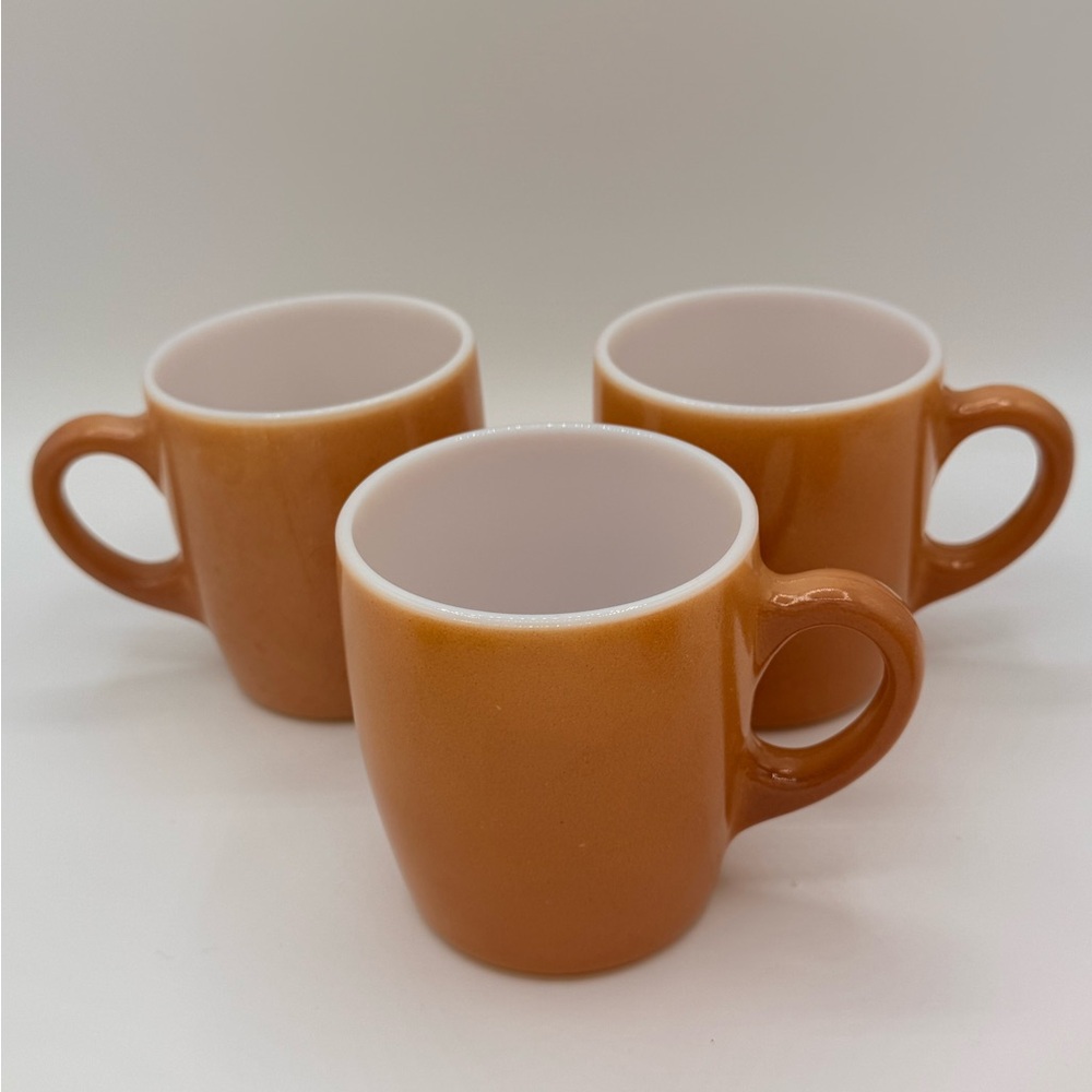 Assorted Yellow, Orange, and Brown Ceramic Vintage Milk Glass Mugs - Set of 9 - Picture 3 of 7